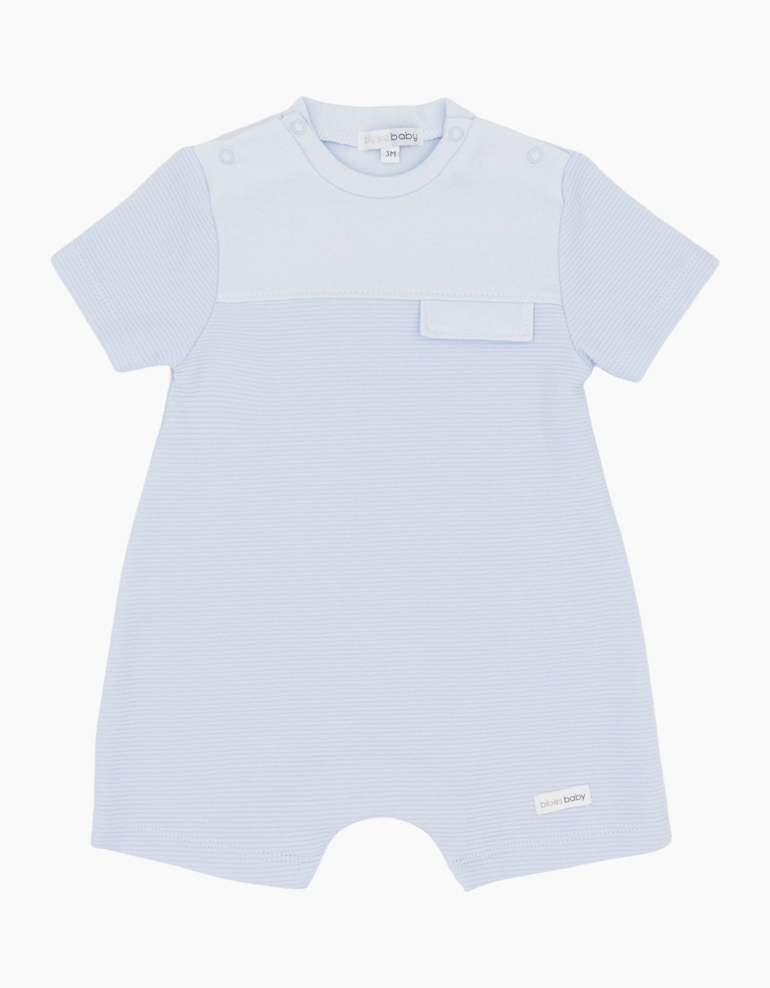 Boys Pale Blue Jersey Ribbed Romper, 2 of 1
