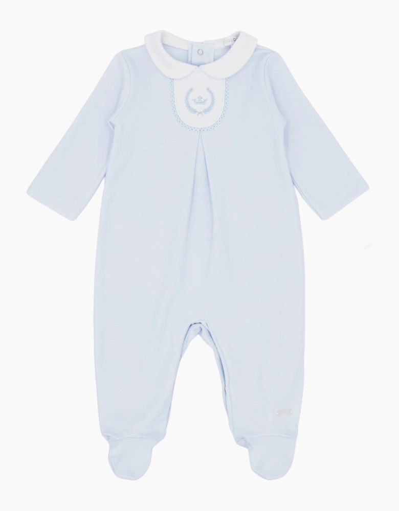 Boys Pale Blue Soft Cotton Babygrow