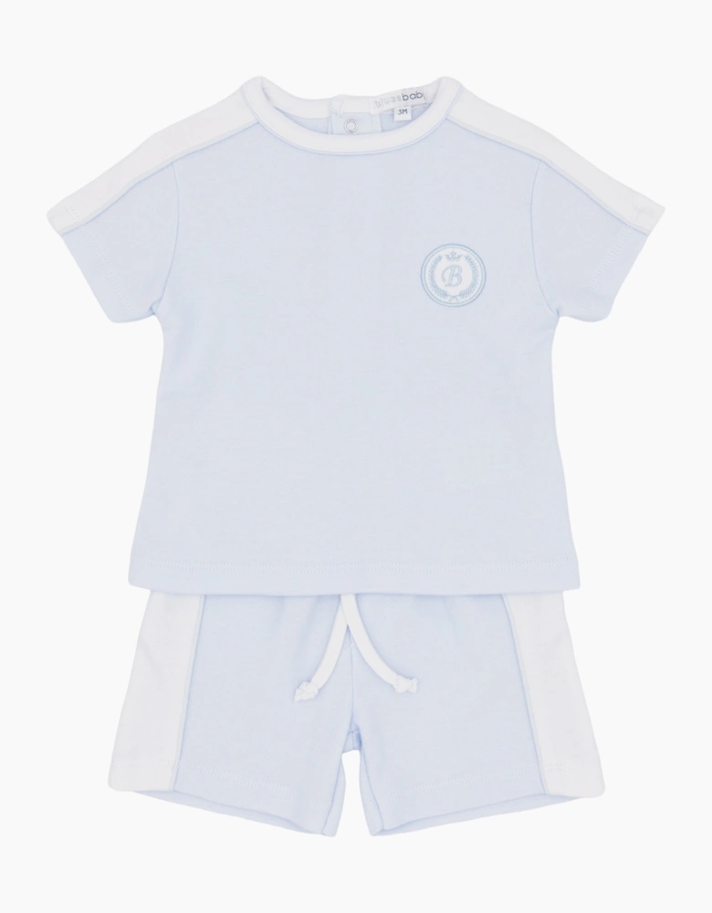 Boys Pale Blue Sporty Jersey Short Set