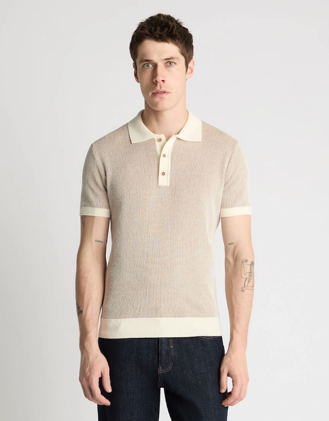 Knitted Polo 58838 92 Beige