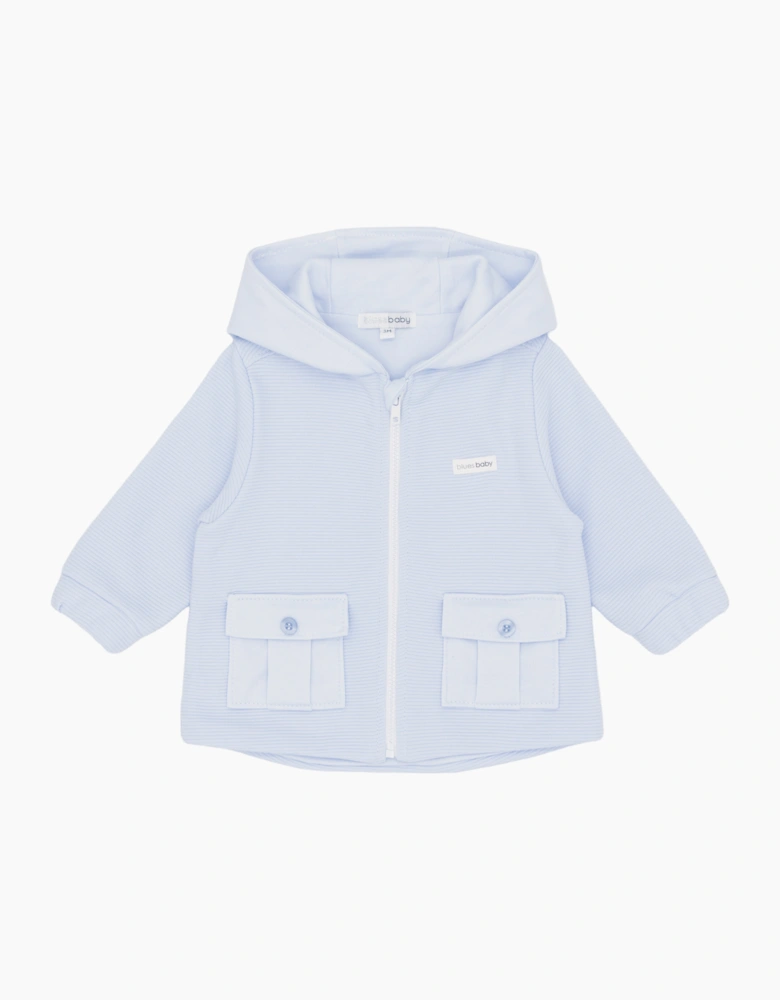 Boys Pale Blue Jersey Ribbed Jacket