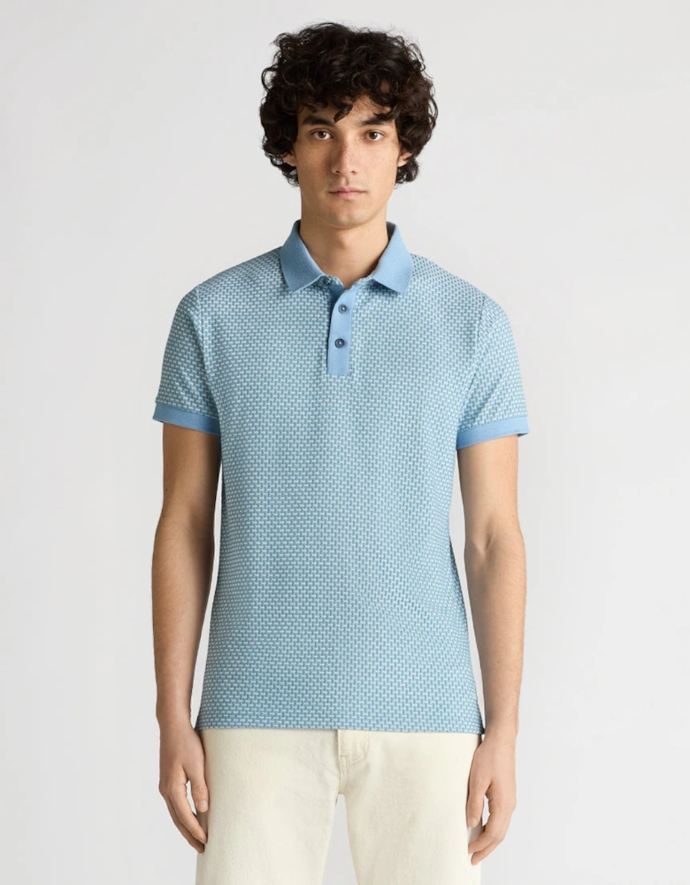 Patterned Jaquard Polo 23 Blue