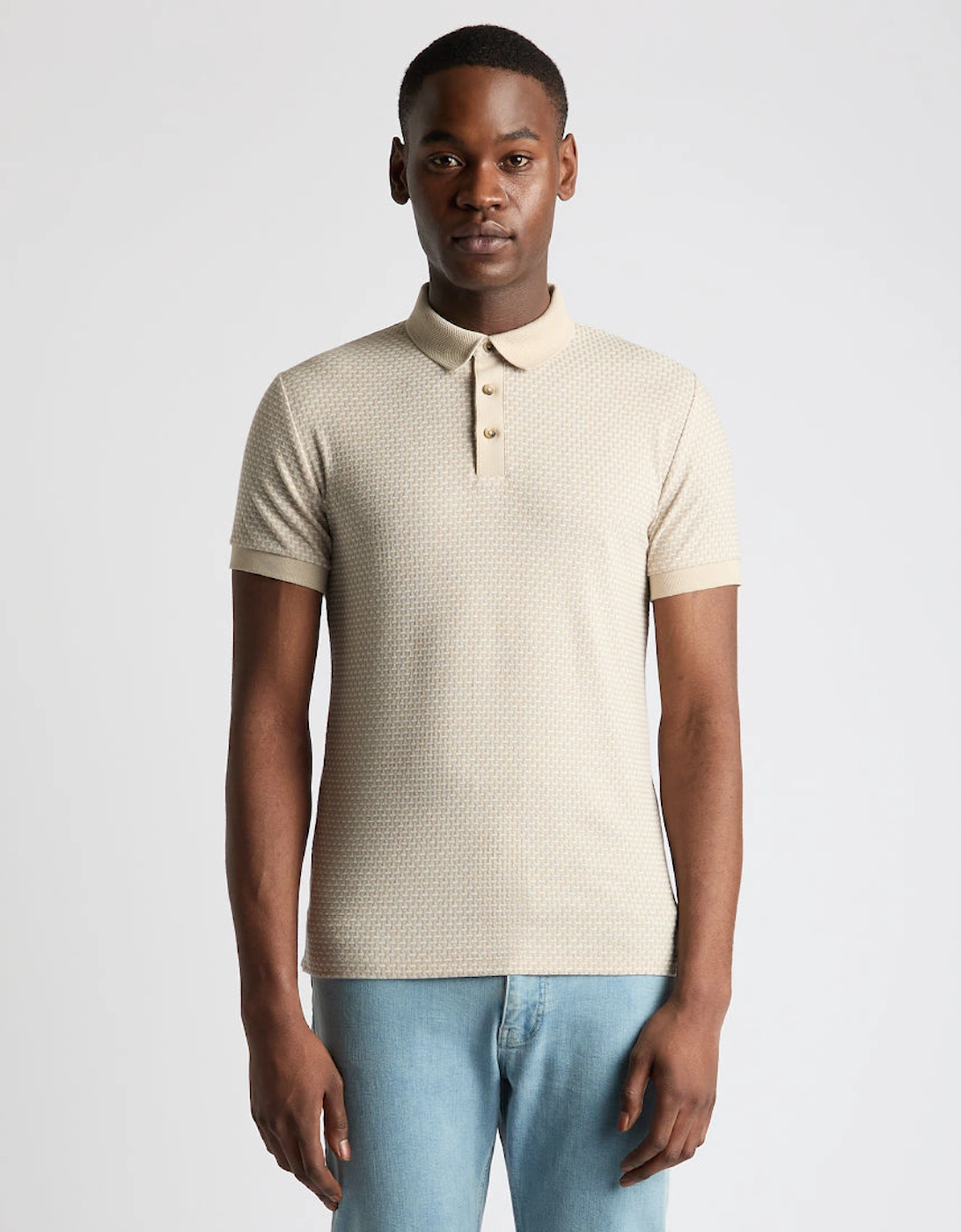 Patterned Jaquard Polo 92 Beige