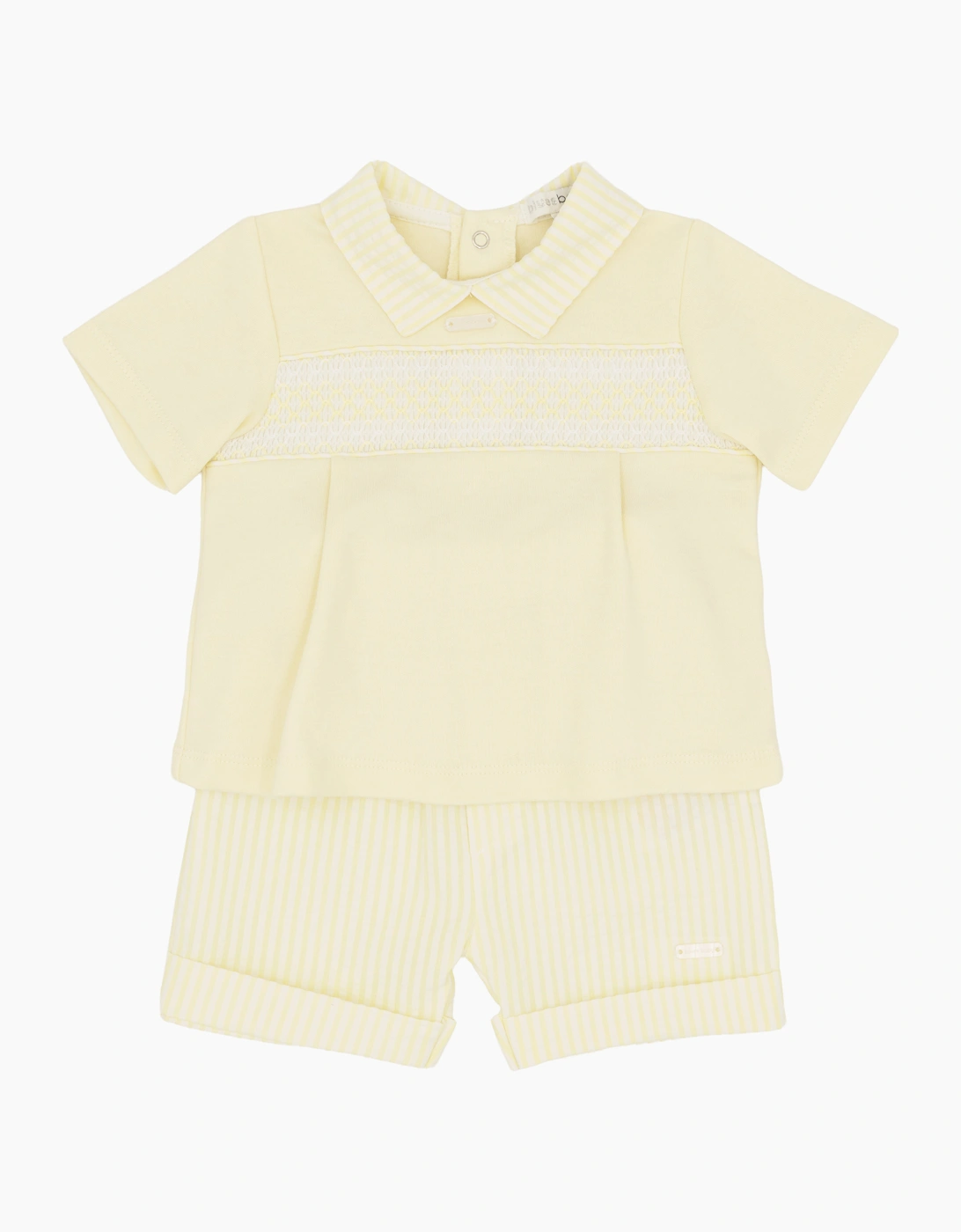 Boys Yellow Lemon Jersey Smock Short Set, 3 of 2