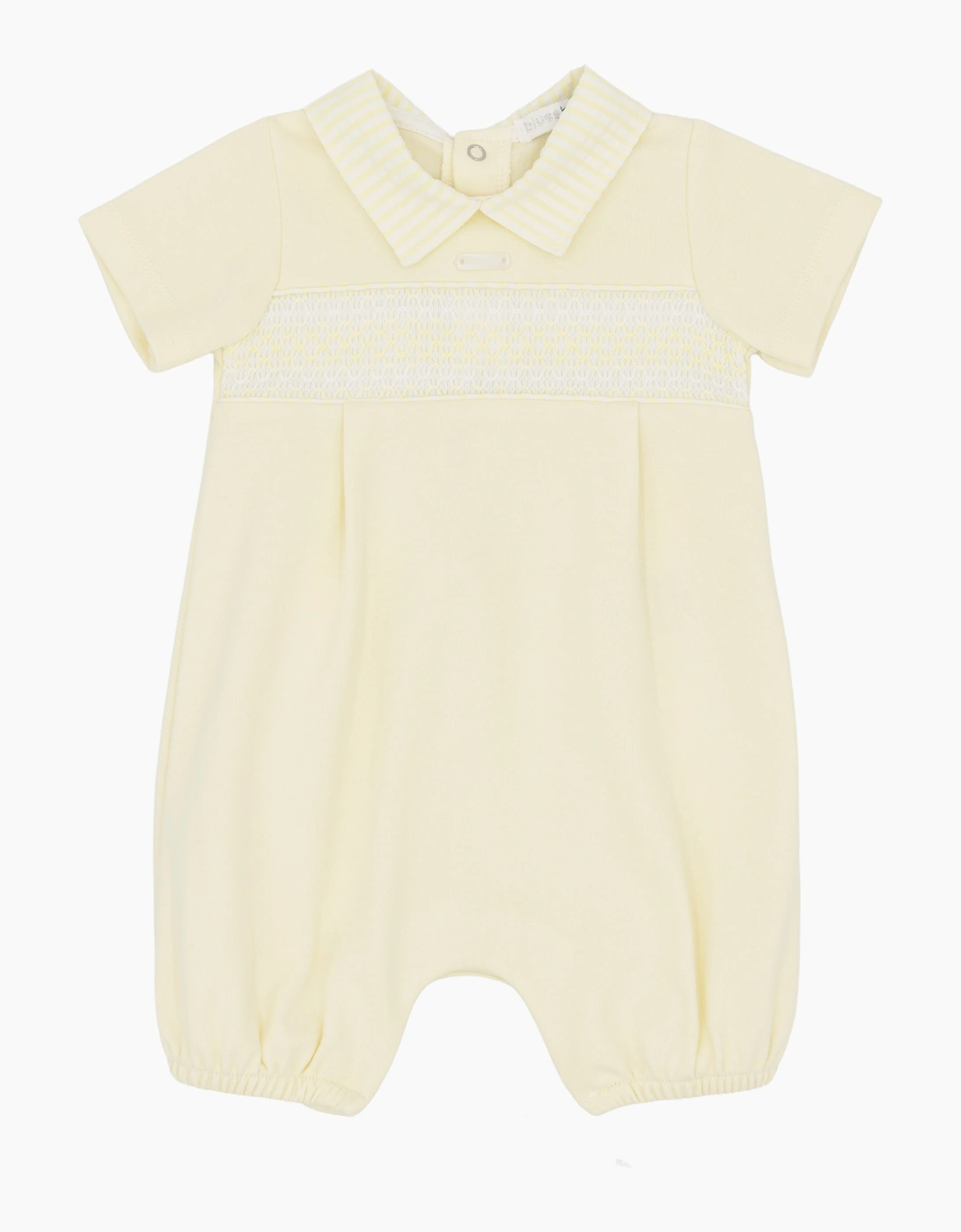 Boys Lemon Yellow Jersey Smock Romper, 2 of 1