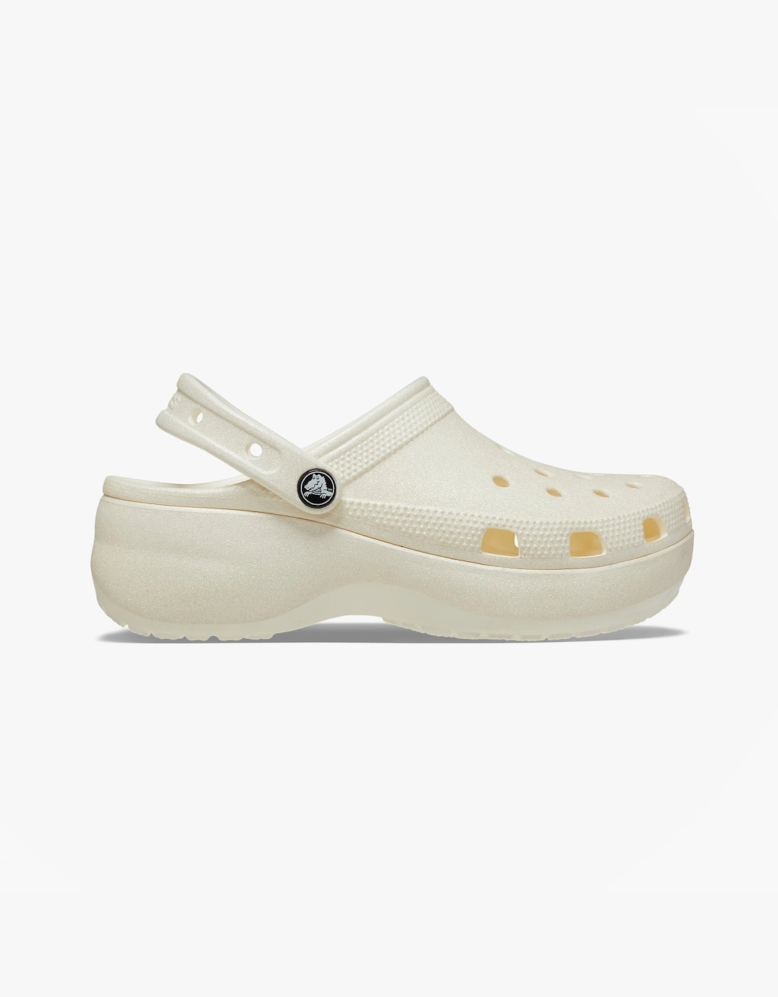 Crocs Women's White Classic Platform Glitter Clogs Chalk - Size: 4