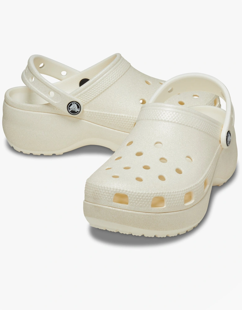 CLASSIC PLATFORM GLITTER Womens Clogs Chalk