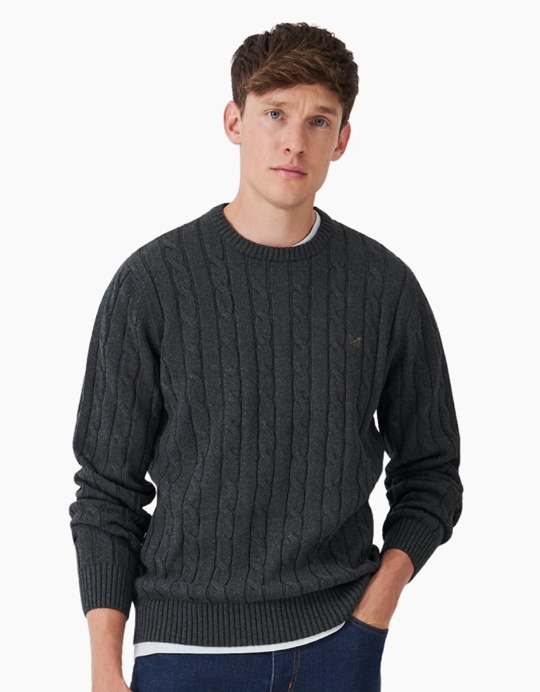 Mens Oarsman Organic Cable Crew Knitwear Jumper, 2 of 1