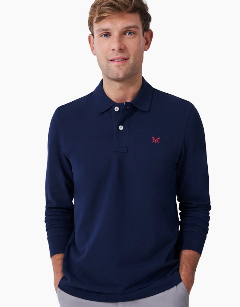 Mens Pique Long Sleeve Polo Shirt