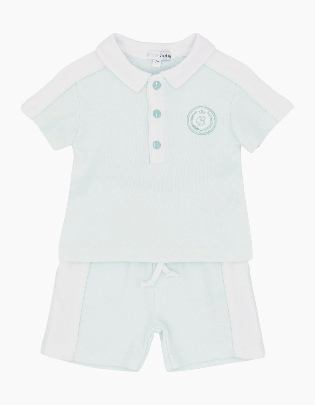 Boys Mint Green Sporty Jersey Polo Short Set, 2 of 1