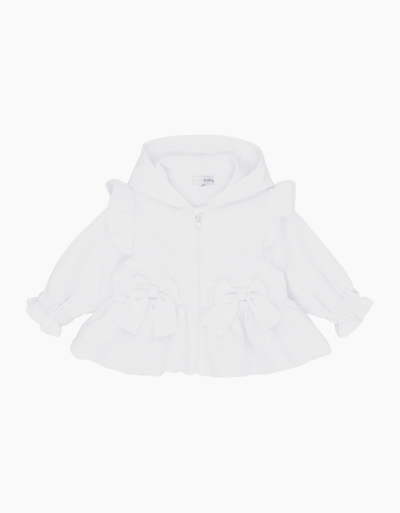 Girls White Soft Cotton Summer Jacket