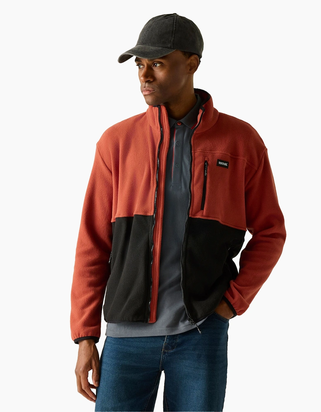 Mens Frankie Colour Block Full Zip Fleece Jacket