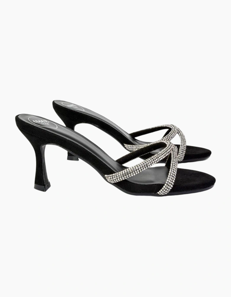 Womens/Ladies Abby Diamante Strappy Stiletto Heel Mules