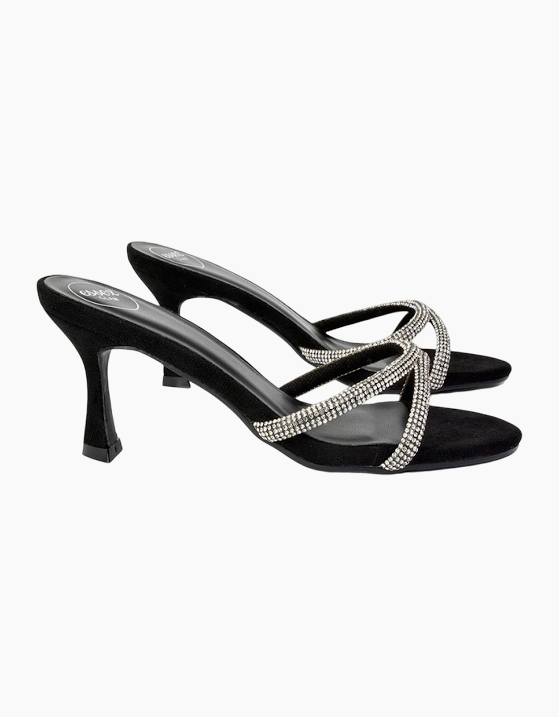 Womens/Ladies Abby Diamante Strappy Stiletto Heel Mules