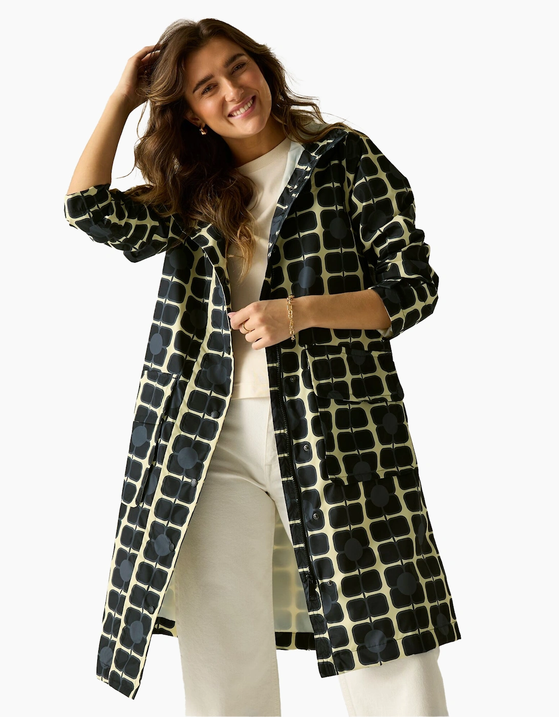 Womens/Ladies Orla Kiely Poppy Long Length Waterproof Jacket