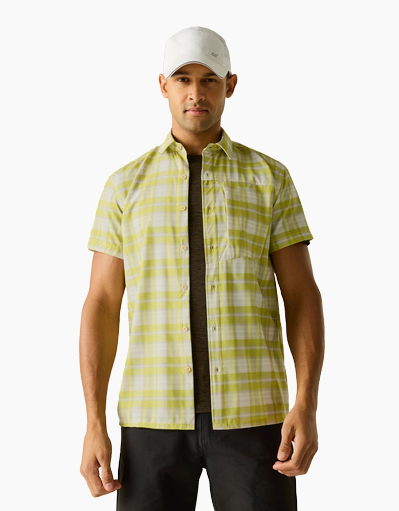 Mens Checked Insect Repellent Short-Sleeved Travel Shirt