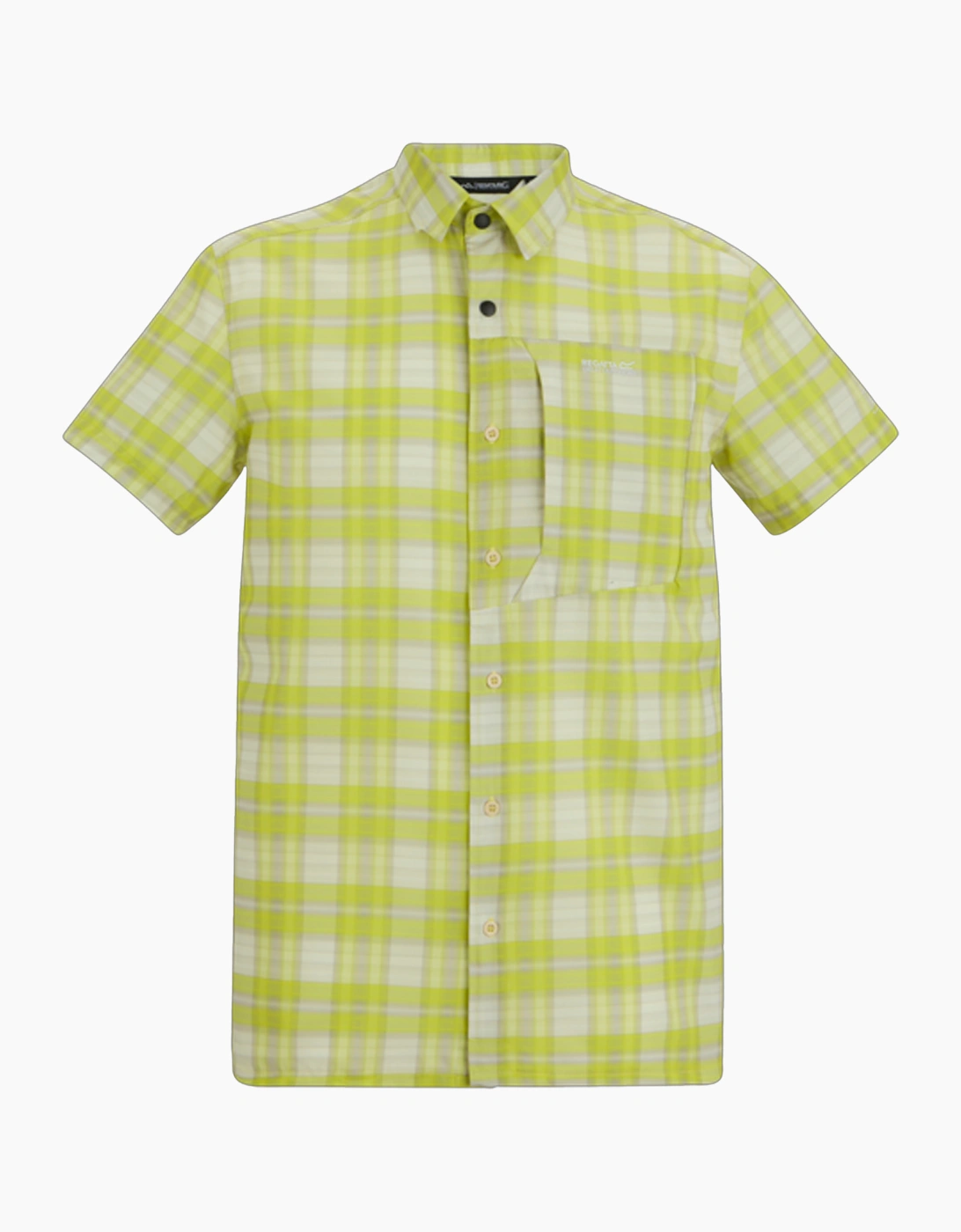 Men's Regatta Mens Checked Insect Repellent Short-Sleeved Travel Shirt - Yellow - Size: 38/Regular