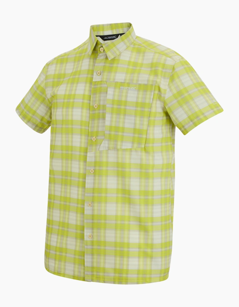 Mens Checked Insect Repellent Short-Sleeved Travel Shirt