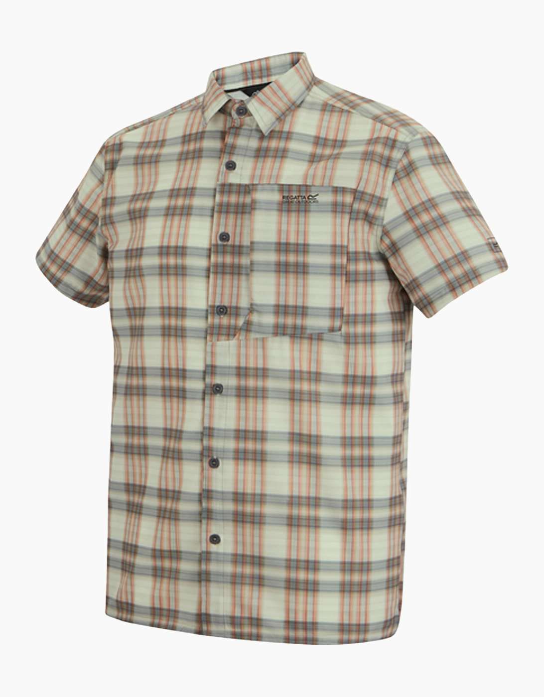 Mens Checked Insect Repellent Short-Sleeved Travel Shirt