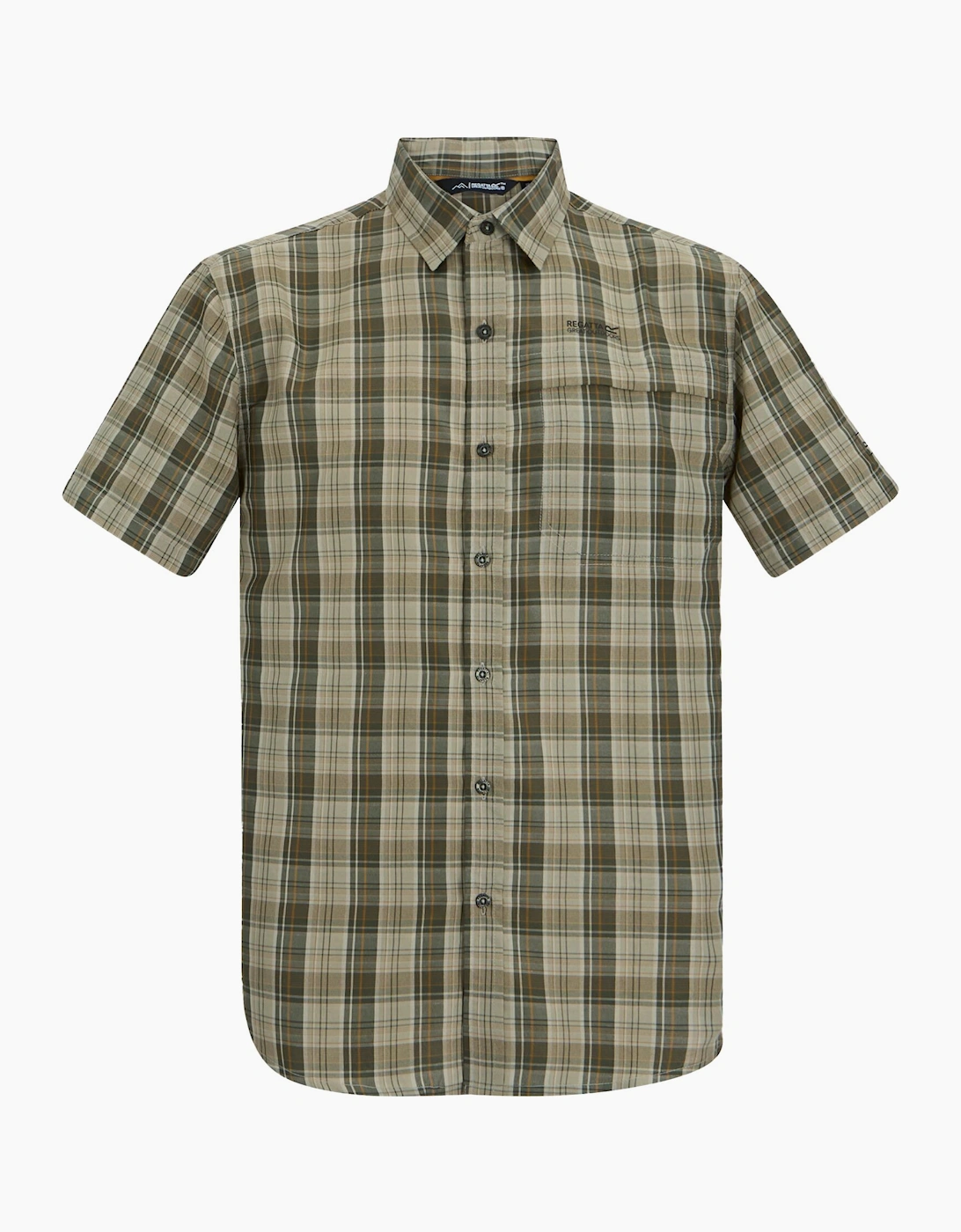 Regatta Men's Light Sage Mindano Multi Check Short-Sleeved Shirt - Size: 46/Regular