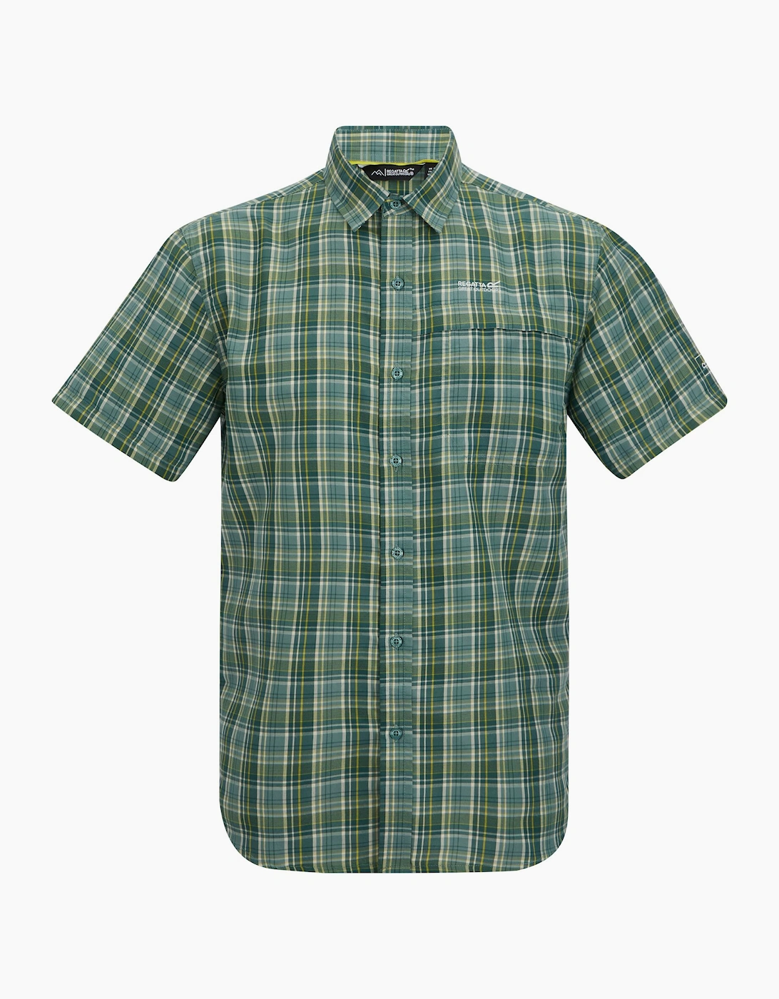 Regatta Men's Green Mindano Multi Check Short-Sleeved Shirt - Size: 40/Regular