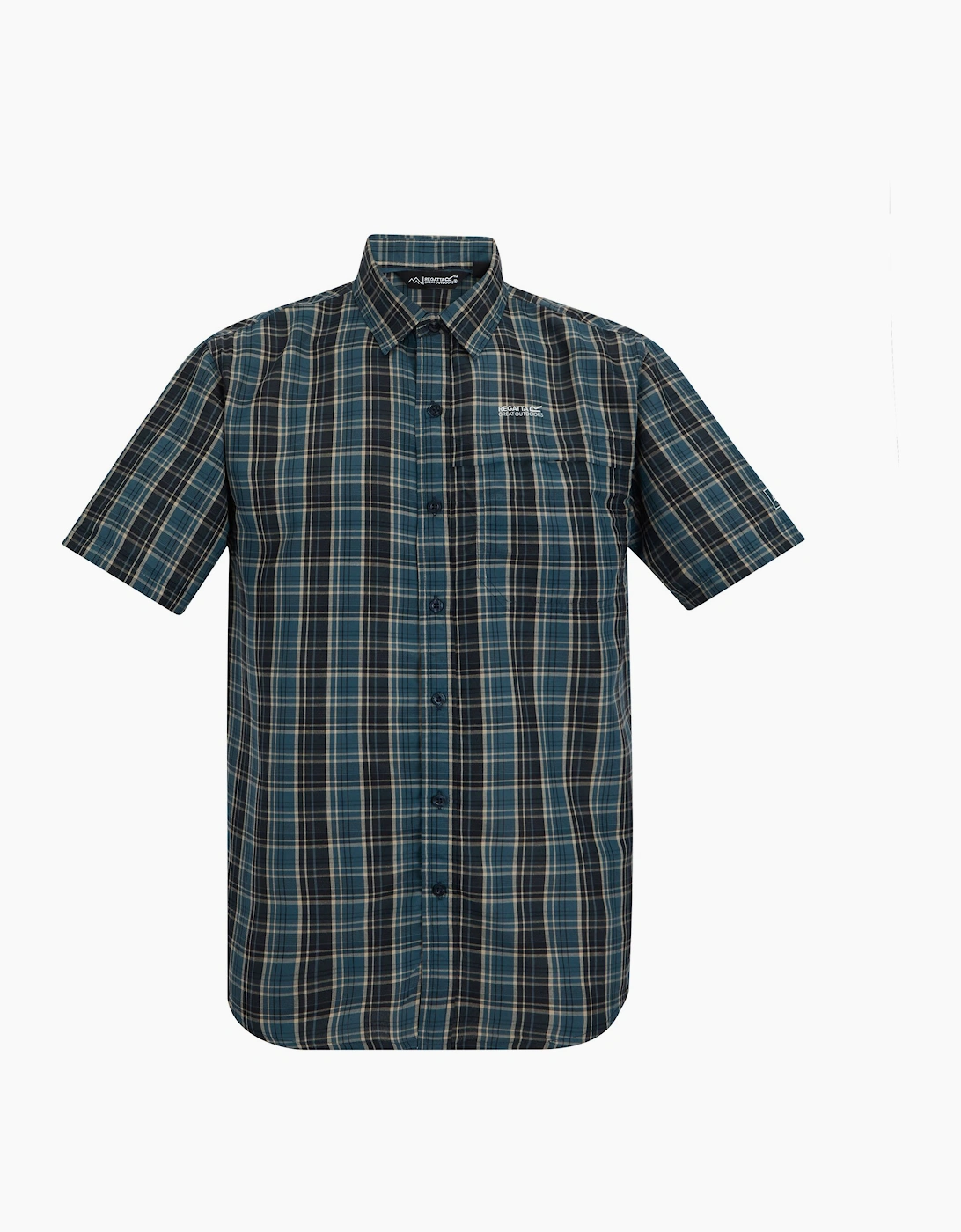 Regatta Men's Navy Mindano Multi Check Short-Sleeved Shirt - Size: Regular/36