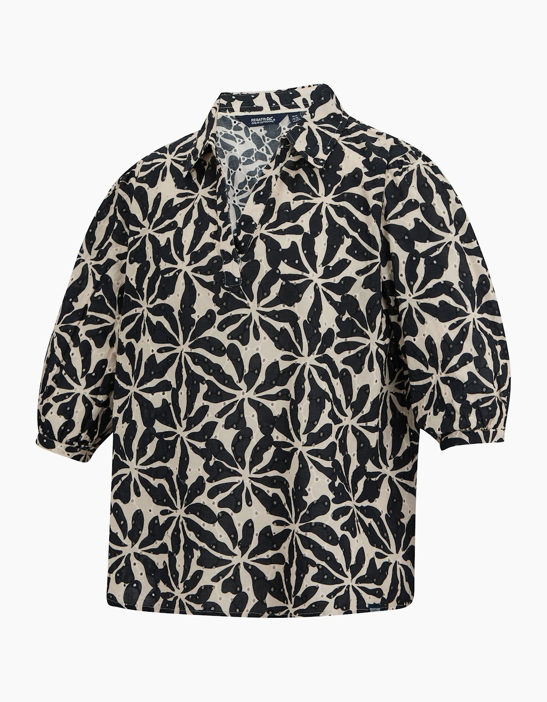 Regatta Women's Long-Sleeve Abstract Floral Cotton Shirt in Cream Size 14 - Image 3