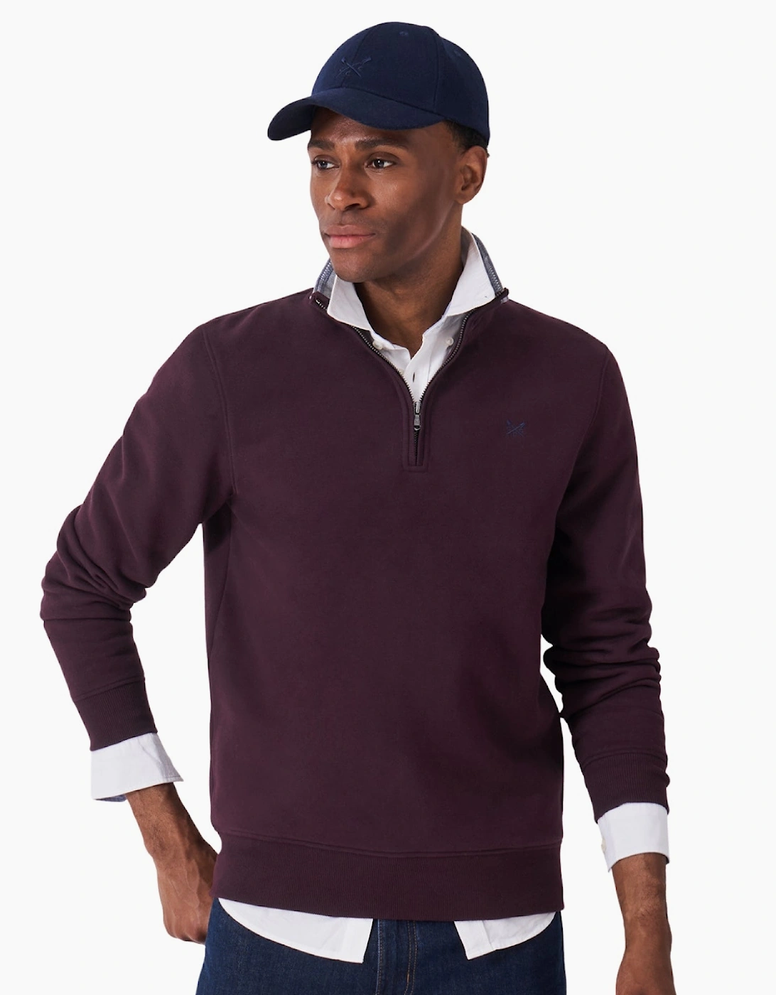 Crew Clothing Men's Mahogony Classic Half Zip Sweatshirt - Size: Xl