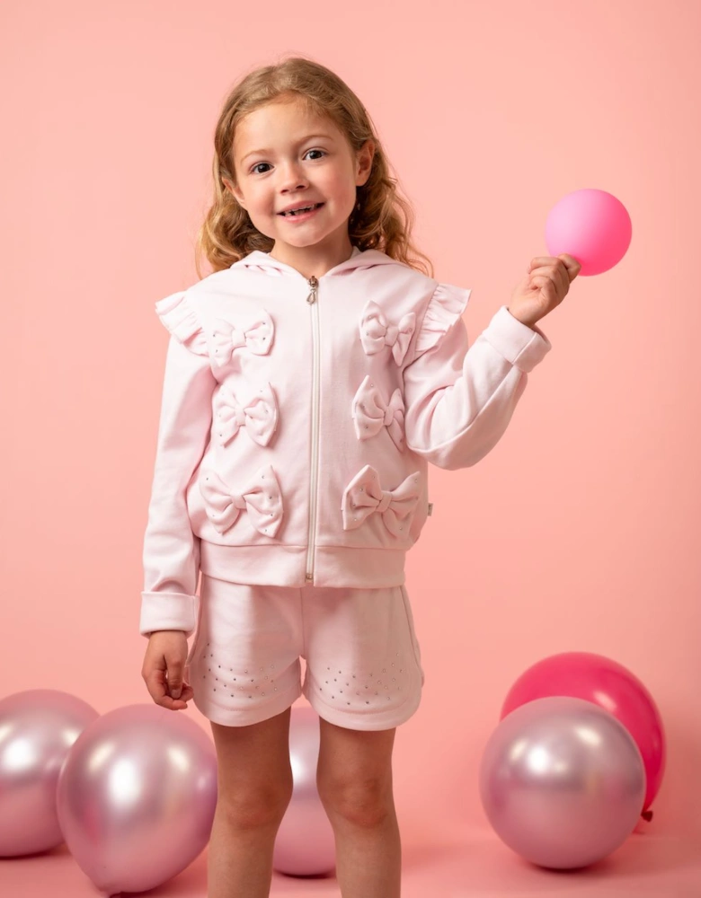 Girls Pale Pink 3 Piece Sweat Short Set
