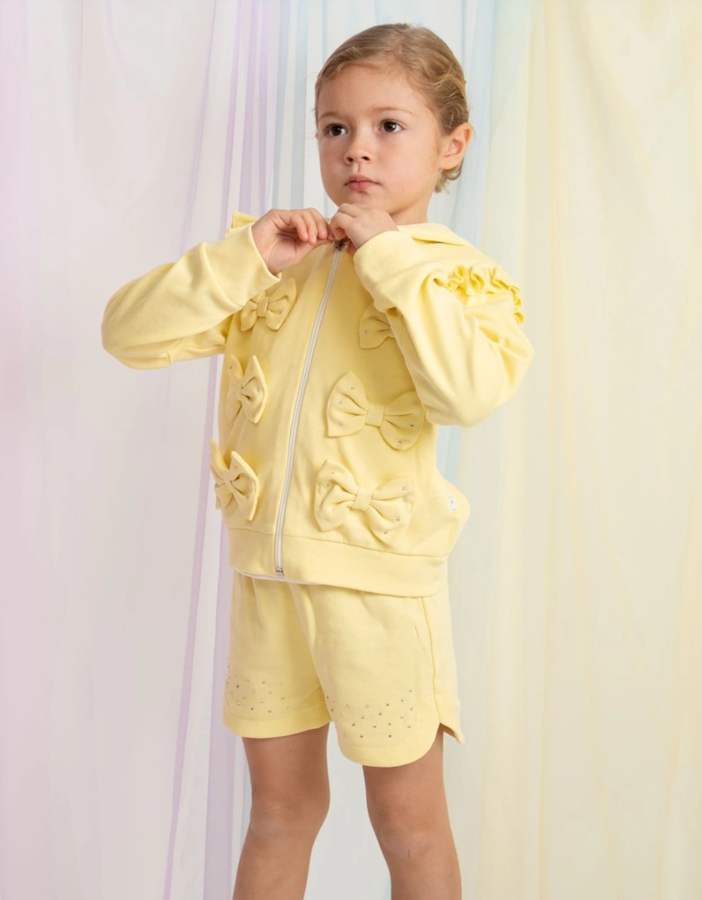 Girls Yellow Lemon 3 Piece Sweat Short Set