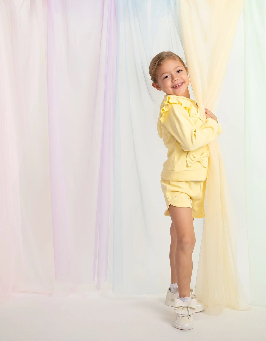 Girls Yellow Lemon 3 Piece Sweat Short Set