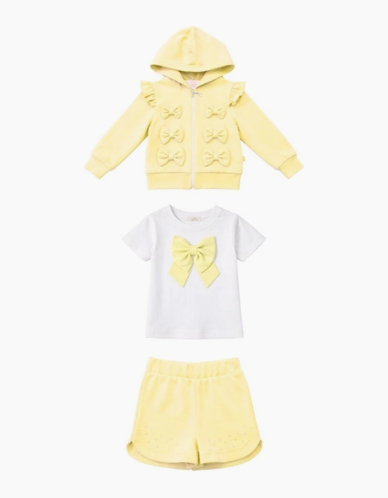 Girls Yellow Lemon 3 Piece Sweat Short Set