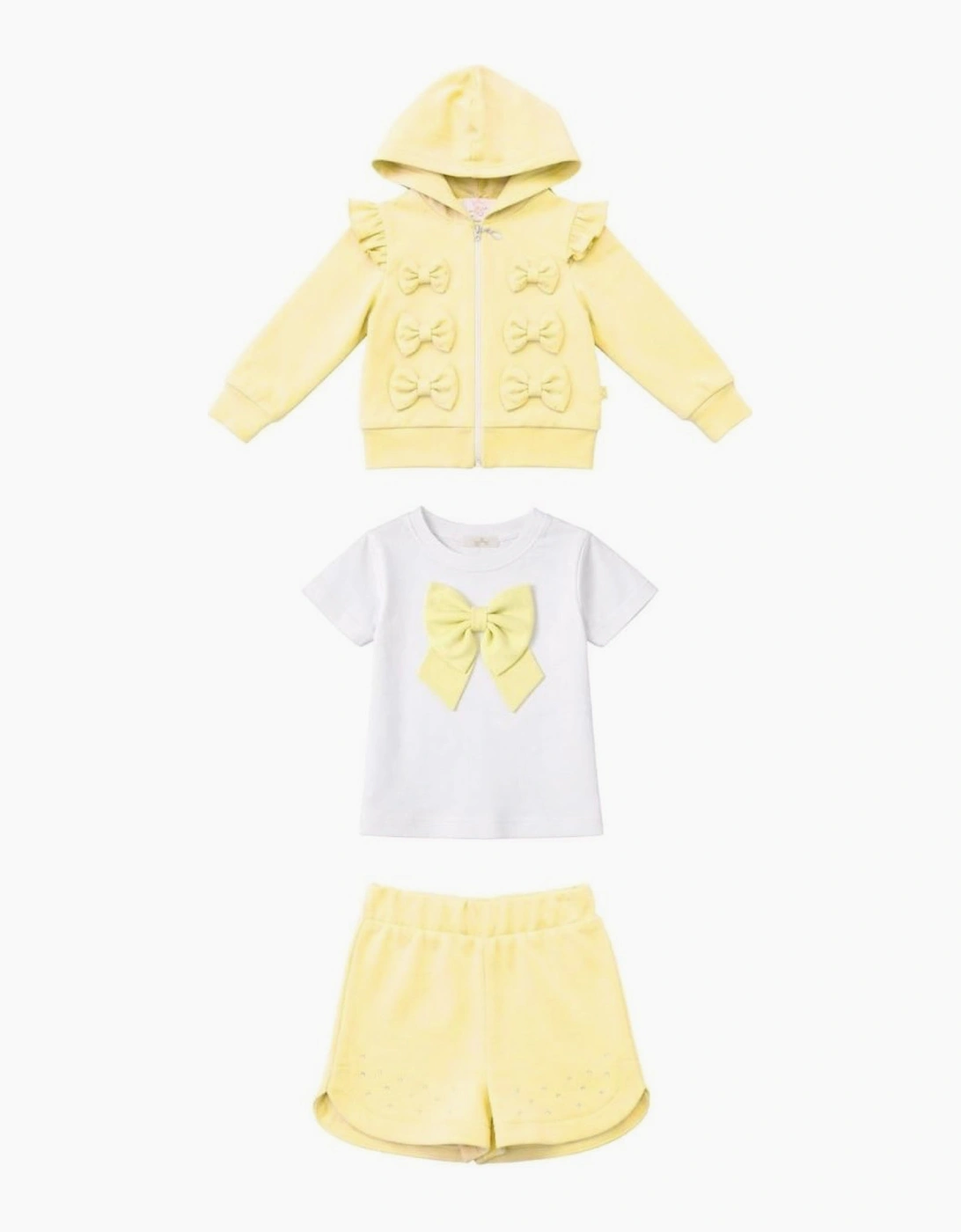 Girls Yellow Lemon 3 Piece Sweat Short Set