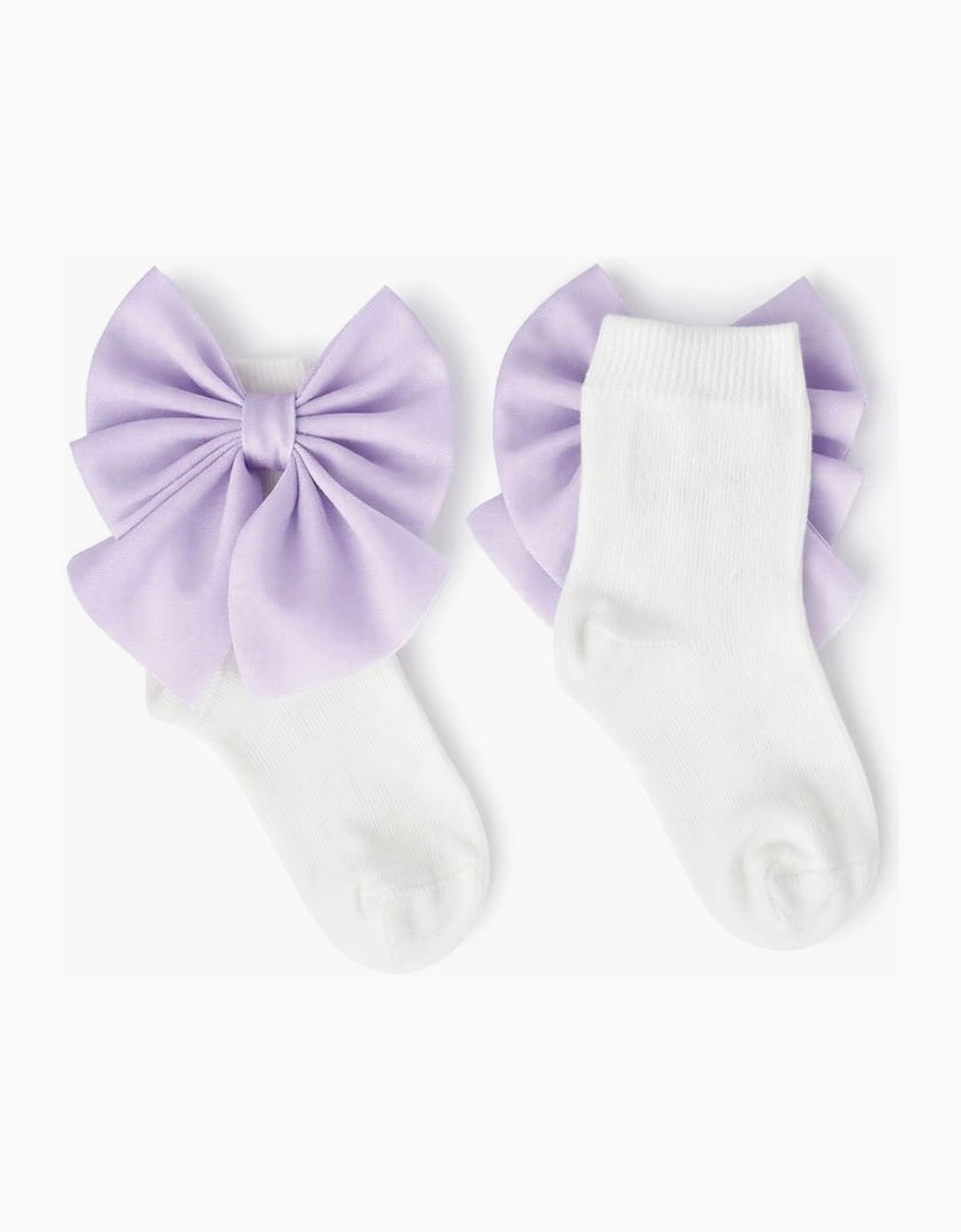 Girls Purple Lilac Tulle Bow Socks, 2 of 1