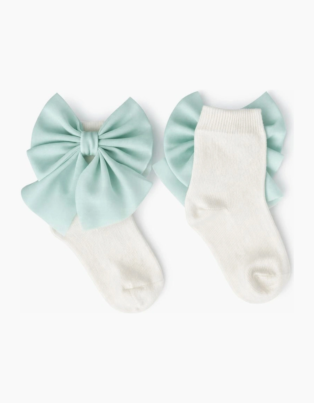 Girls Mint Green Tulle Bow Socks, 2 of 1