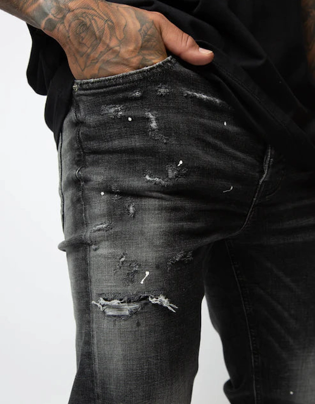 Valere Milano Mosole Rip & Repair Jeans - Black