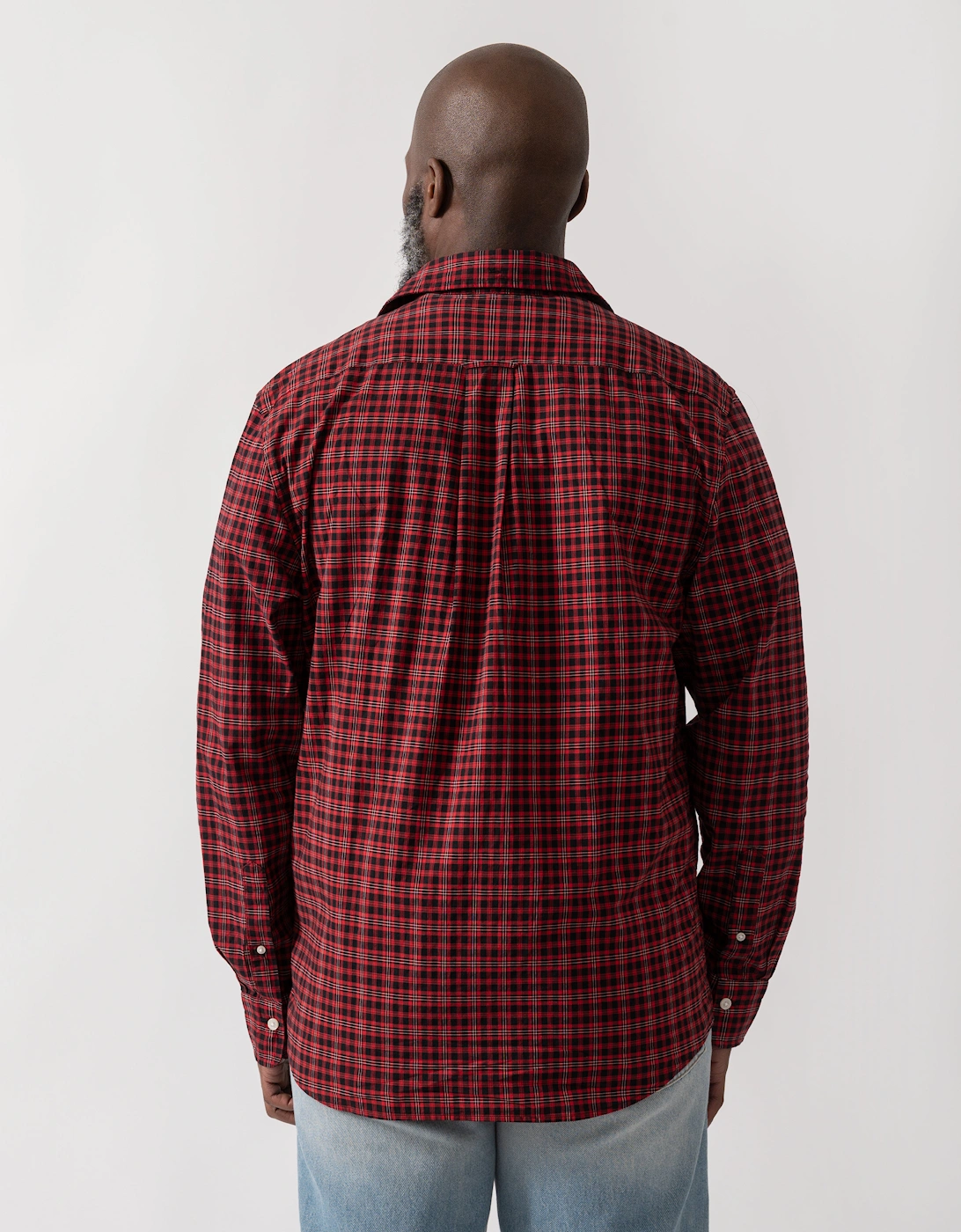 Mens Regular Fit Classic Poplin Check Shirt - 630 Ruby Red