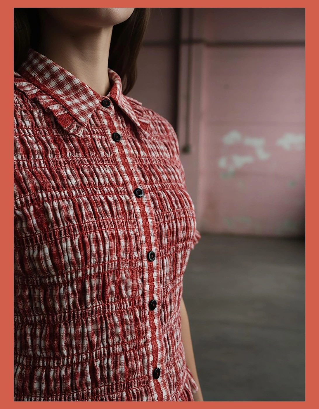 Astrid Gingham Blouse - Red