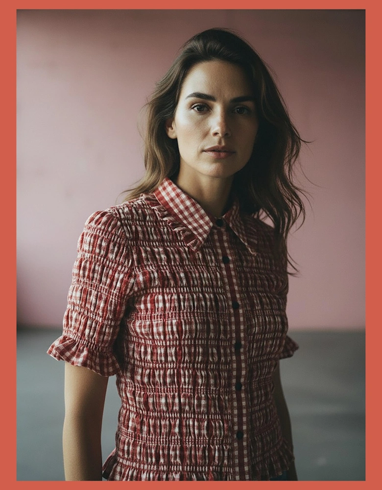 Astrid Gingham Blouse - Red