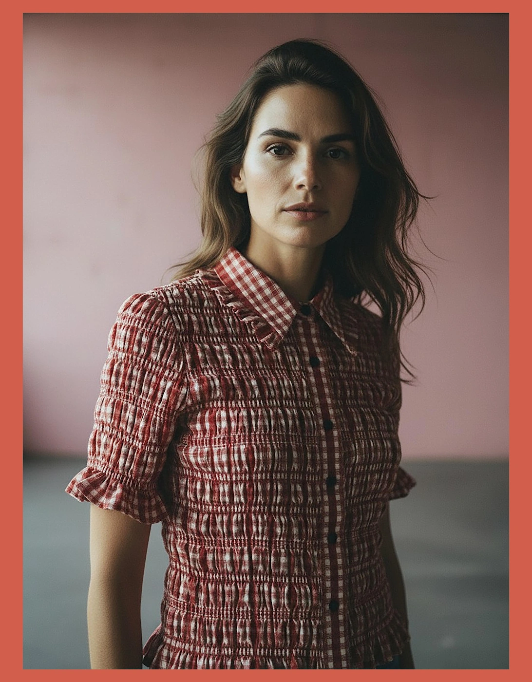 Astrid Gingham Blouse - Red