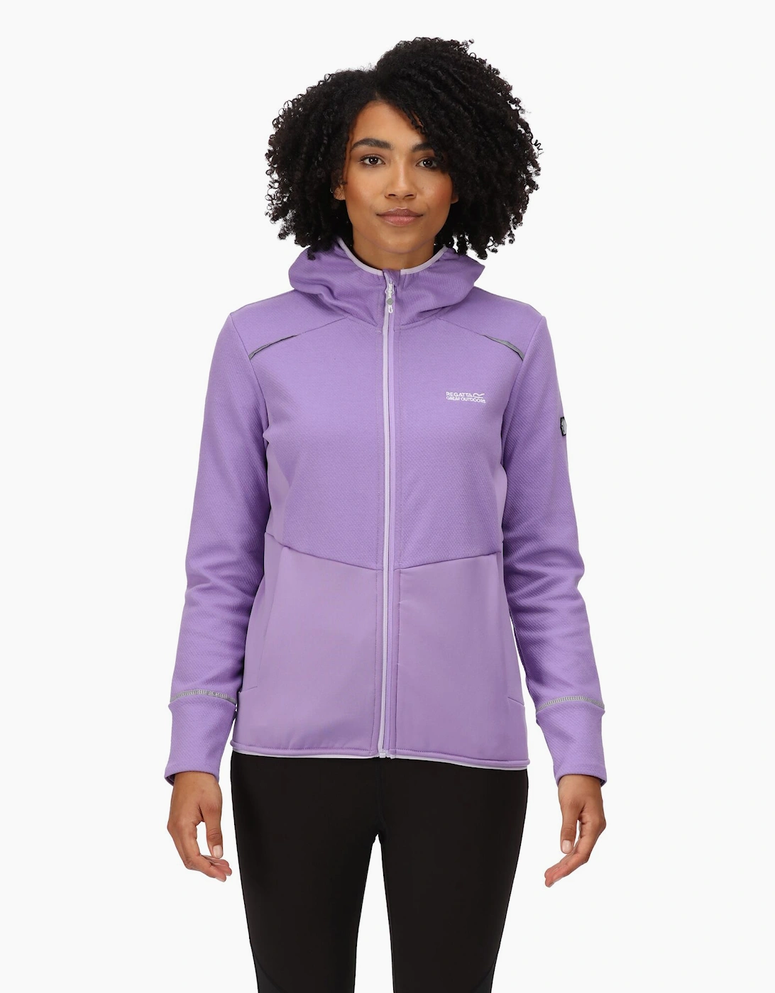 Womens/Ladies Textured Fleece Full Zip Hoodie, 6 of 5