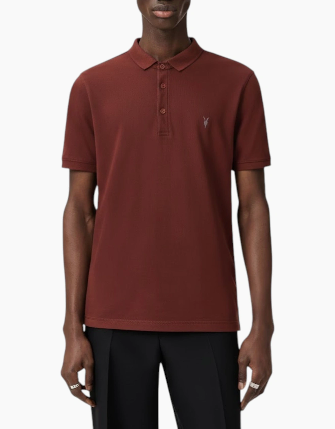 AllSaints Allsaints Men's All Saints Mens Polo Shirt Summer Pullover Tee - Red