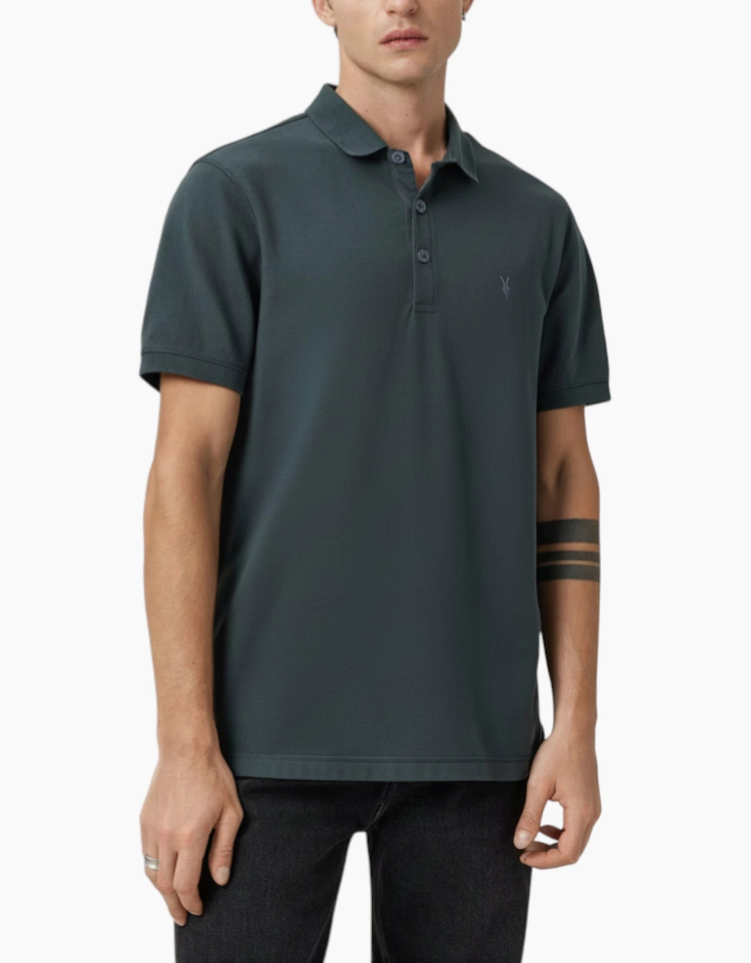 AllSaints Allsaints Men's All Saints Mens Polo Shirt Summer Pullover Tee - Black
