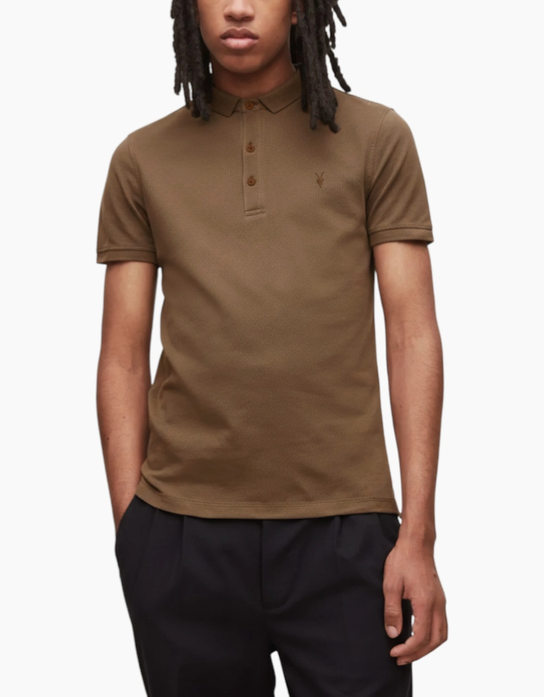 AllSaints Allsaints Men's All Saints Mens Polo Shirt Summer Pullover Tee - Brown