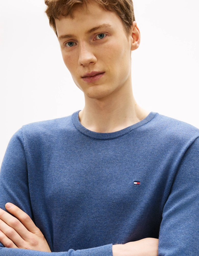 Essential Cotton Crew Neck Mens Sweatshirt - Aegean Sea Heather