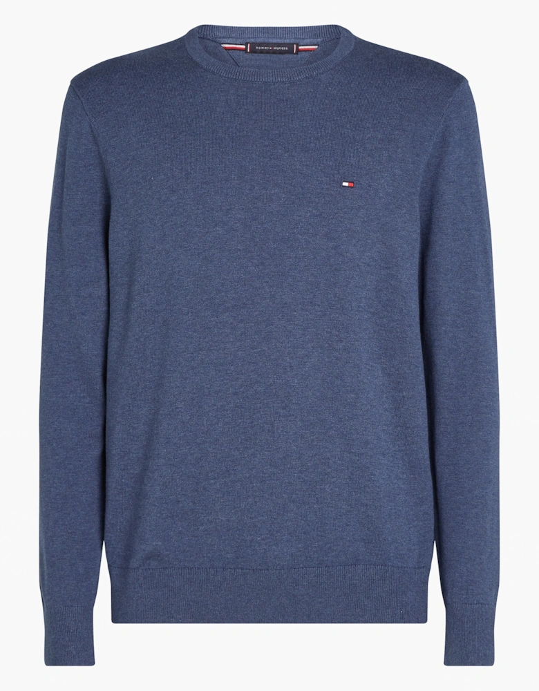 Essential Cotton Crew Neck Mens Sweatshirt - Aegean Sea Heather