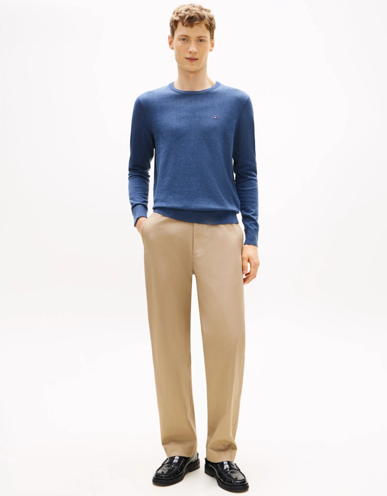 Essential Cotton Crew Neck Mens Sweatshirt - Aegean Sea Heather