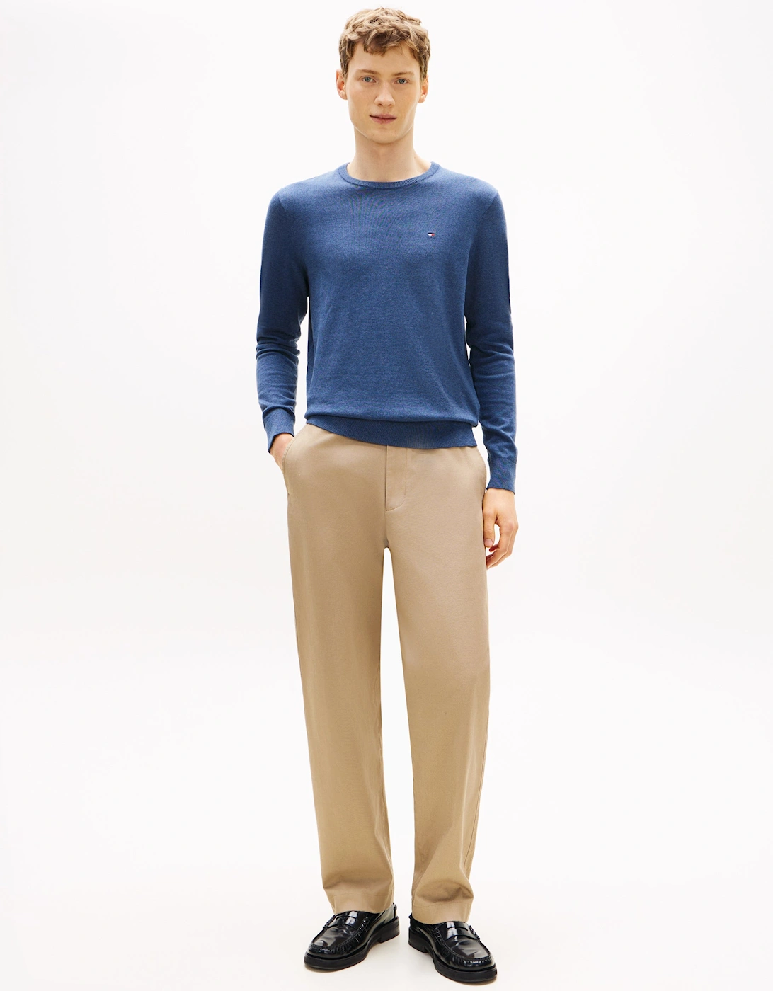 Essential Cotton Crew Neck Mens Sweatshirt - Aegean Sea Heather