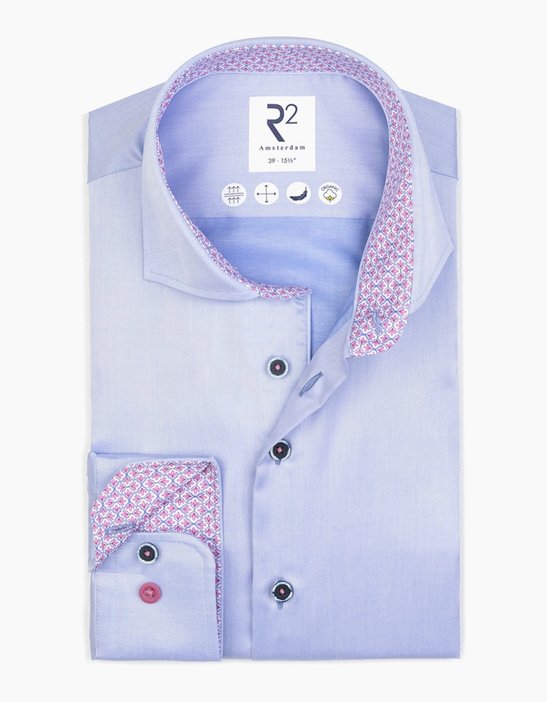 CUT AWAY COLLAR LONG SLEEVED SHIRT LIGHT BLUE