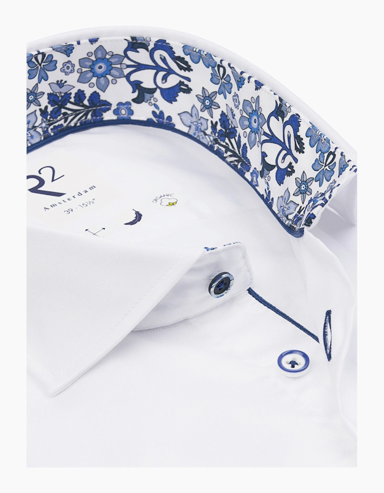 CUT AWAY COLLAR LONG SLEEVED SHIRT WHITE